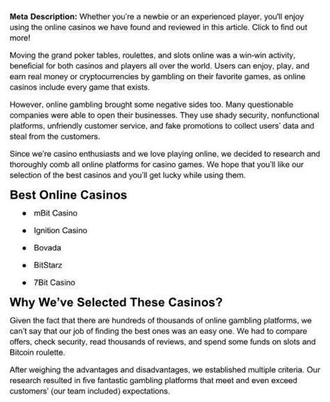 Online Casino Content Writing Services .